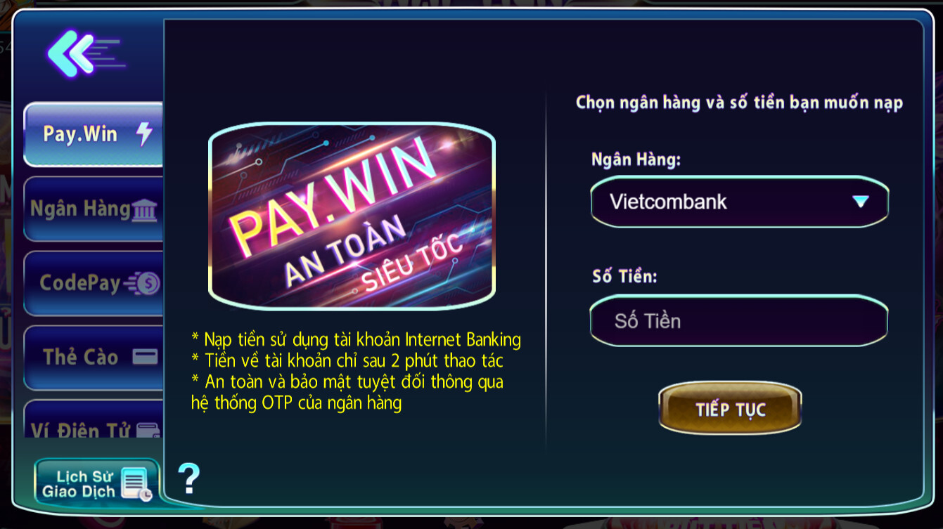 Hướng dẫn nạp tiền tại 789Club qua Pay.Win